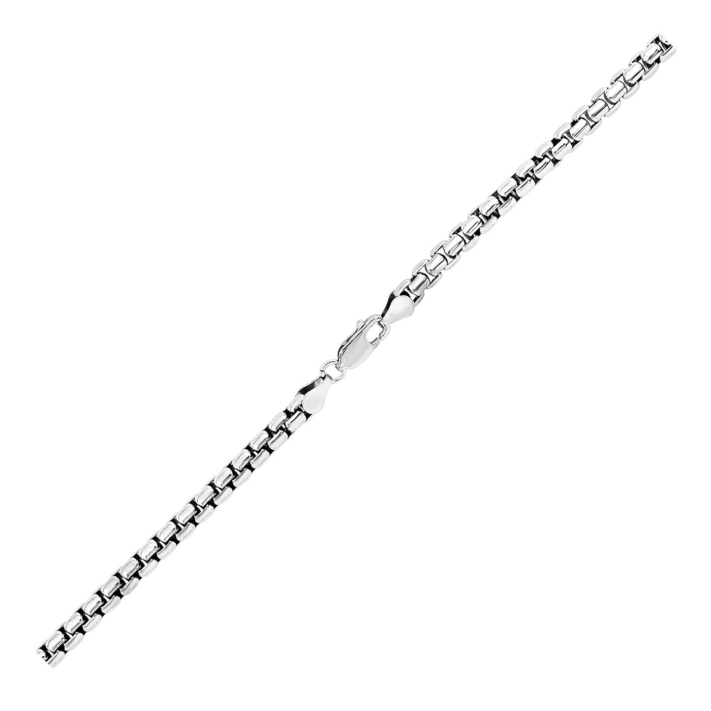 Sterling Silver Rhodium Plated Round Box Bracelet (5.20 mm)