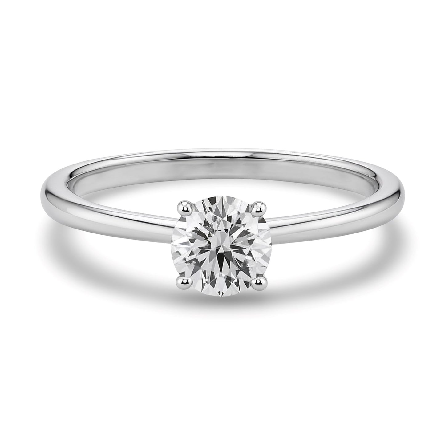 3/4 Carat Round Lab Grown IGI G/VS1 Diamond Solitaire Ring in Sterling Silver