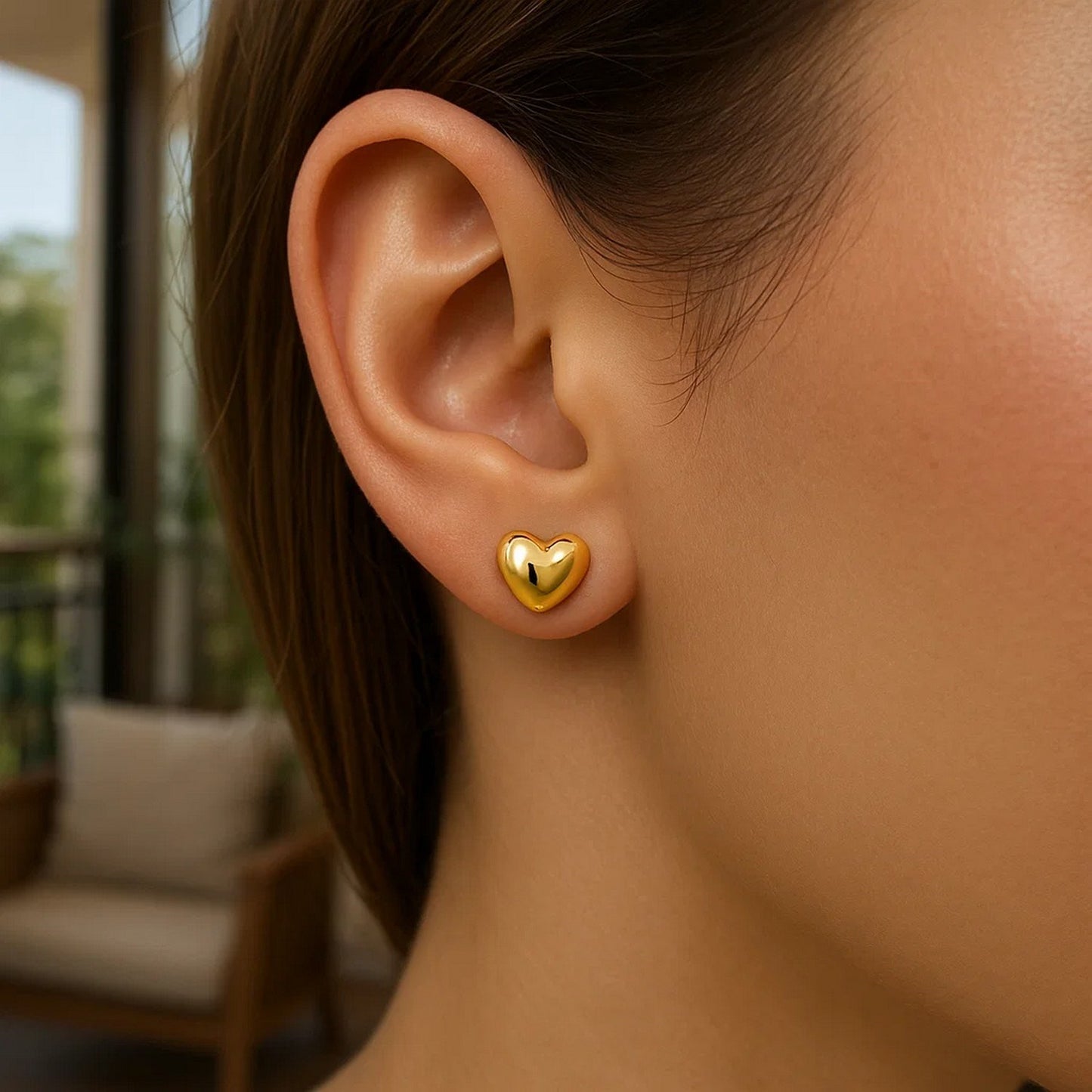 Small Polished Heart Post Earrings in 14K Yellow Gold