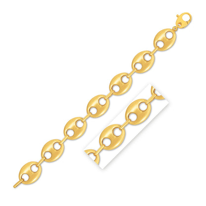 14k Yellow Gold High Polish Lite Puffed Mariner Link Bracelet  (16.00 mm)