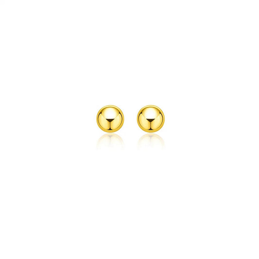 14k Yellow Gold Round Motif Stud Earrings (7mm)