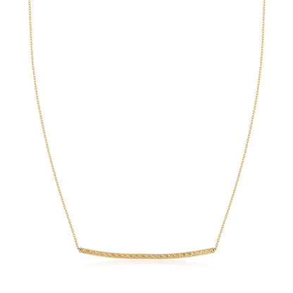 14k Yellow Gold Thin Textured Bar Necklace