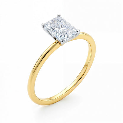 1 Carat Radiant Lab Grown IGI G/VS1 Diamond Solitaire Ring in 10K Yellow Gold