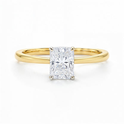 1 Carat Radiant Lab Grown IGI G/VS1 Diamond Solitaire Ring in 10K Yellow Gold