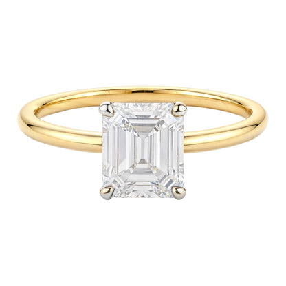 1 Carat Emerald Lab Grown IGI G/VS1 Diamond Solitaire Ring in 10K Yellow Gold